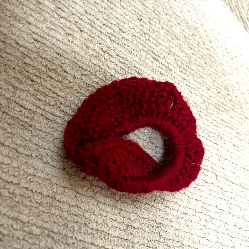 Handmade by me! Beautiful burgundy fluffy scrunchie
